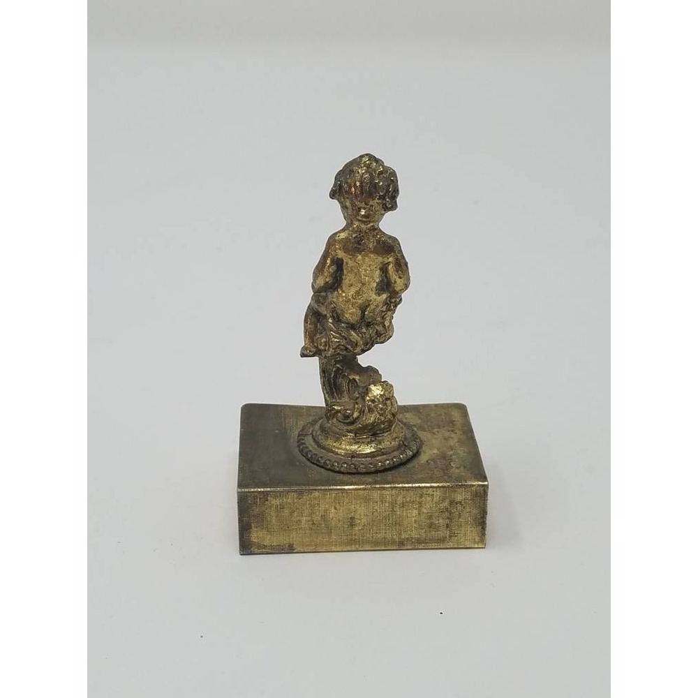 Vintage Brass Cherub Matchbox Holder Figurine Ornate Putti Match Safe Cover - Picture 3 of 6